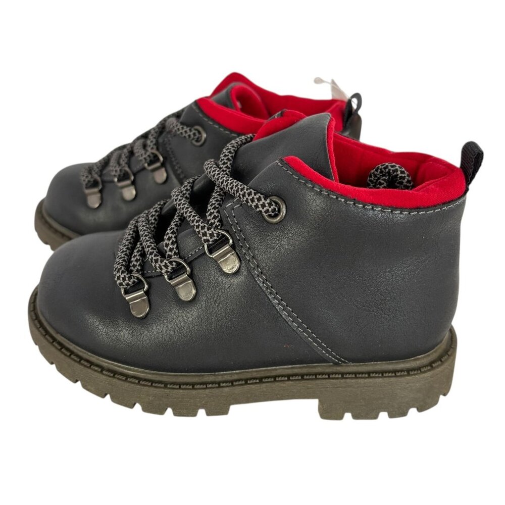 Carters Toddler Boys Ankle Boots Ralph Grey Fall Winter Lace Up Size 7 Shoes New - Picture 1 of 11